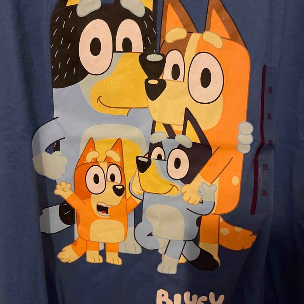 Blue Graphic Tee with Cartoon Print - Picture 2 of 4